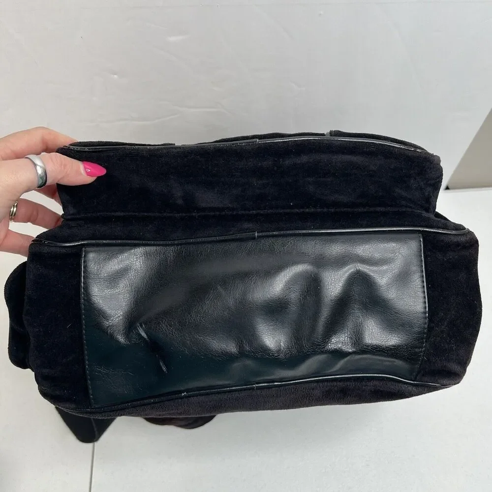 Y2K‎ Vintage JUICY COUTURE Black Velour Backpack Bookbag Weekend Bag Travel